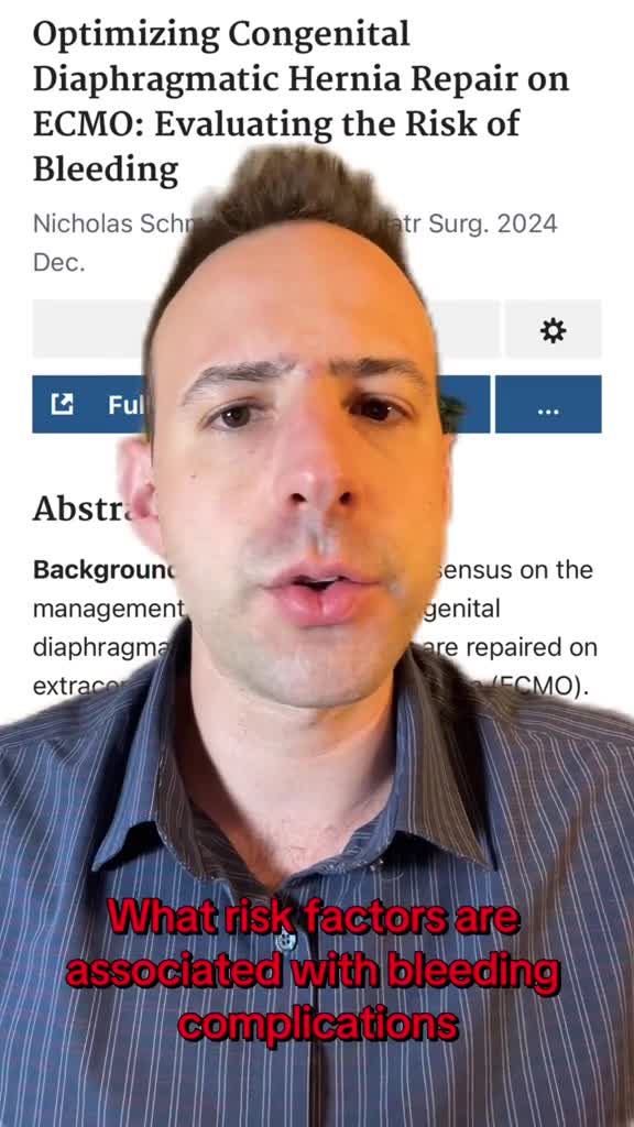 Optimizing Congenital Diaphragmatic Hernia Repair on ECMO: Evaluating the Risk of Bleeding