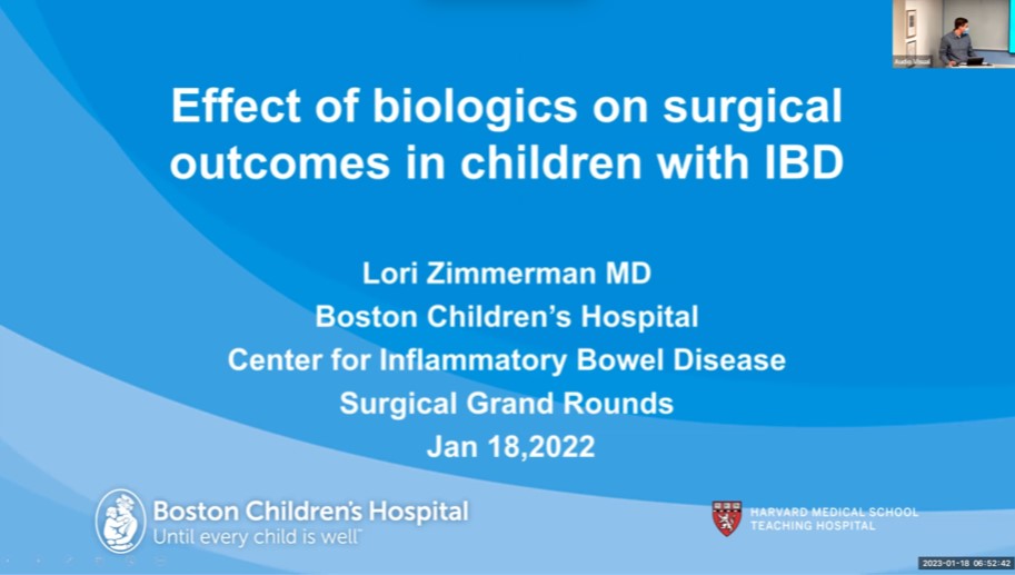 Dr. Lori A Zimmerman - Effect of biologics on surgical outcomes in children with IBD