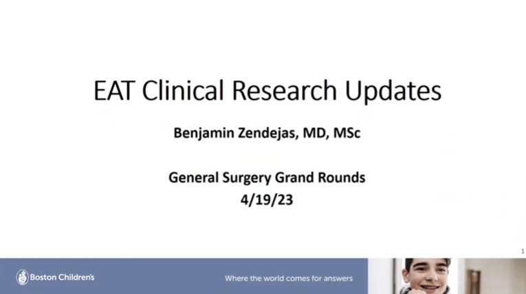 Dr. Benjamin Zendejas-Mummert - EAT Clinical Research Updates