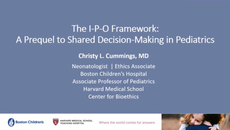 Dr. Christy Cummings - The IPO Framework: A Prequel to Shared  Decision-Making in Pediatrics