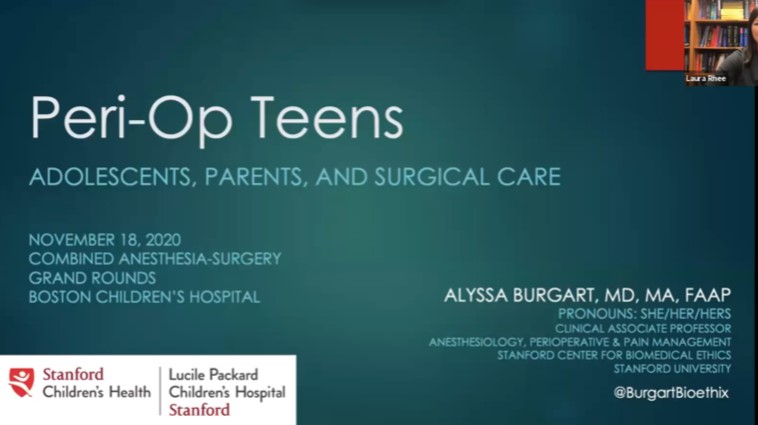 Dr. Alyssa M. Burgart - Peri-Op Teens: Adolescents, Parents, and Surgical Care
