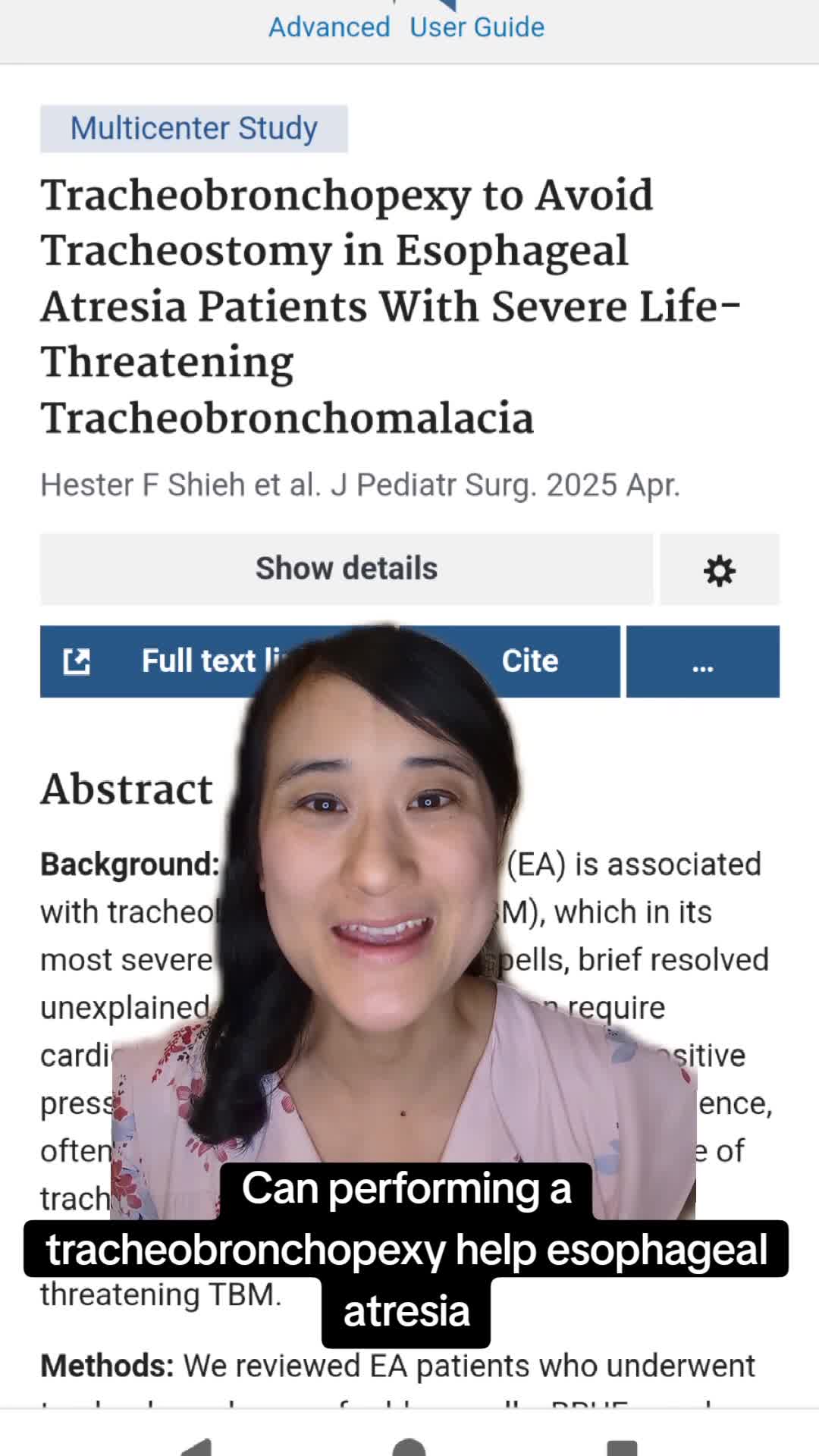 Tracheobronchopexy to Avoid Tracheostomy in Esophageal Atresia Patients With Severe Life-Threatening Tracheobronchomalacia