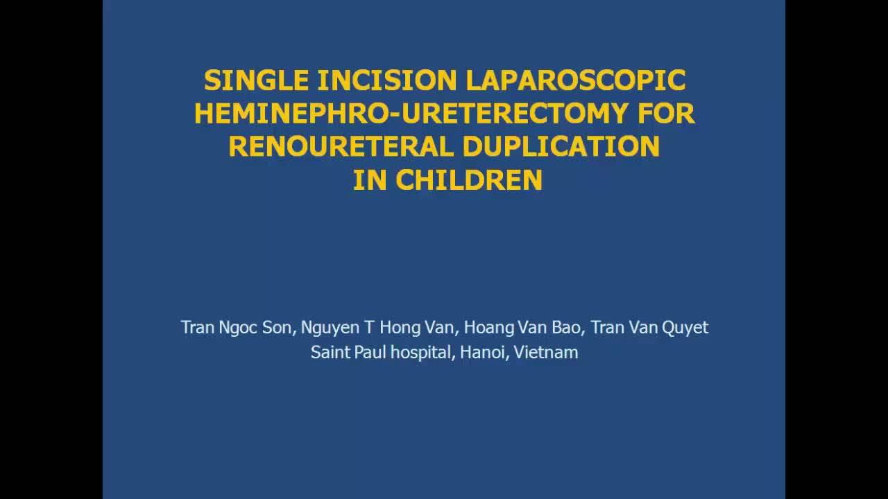 IPEG 2020 TOP ABSTRACT: Single incision laparoscopic heminephroureterectomy for reno-ureteral duplication in children