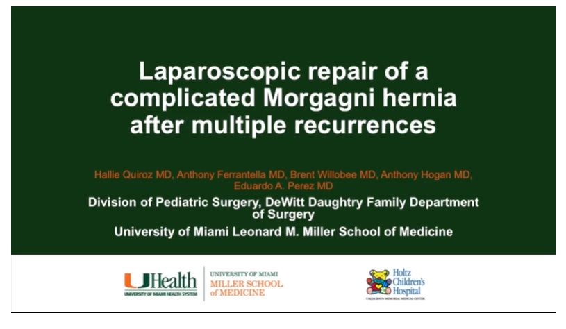 IPEG 2020 TOP ABSTRACT: Laparoscopic Repair of a Complicated Morgagni Hernia after Multiple Recurrences