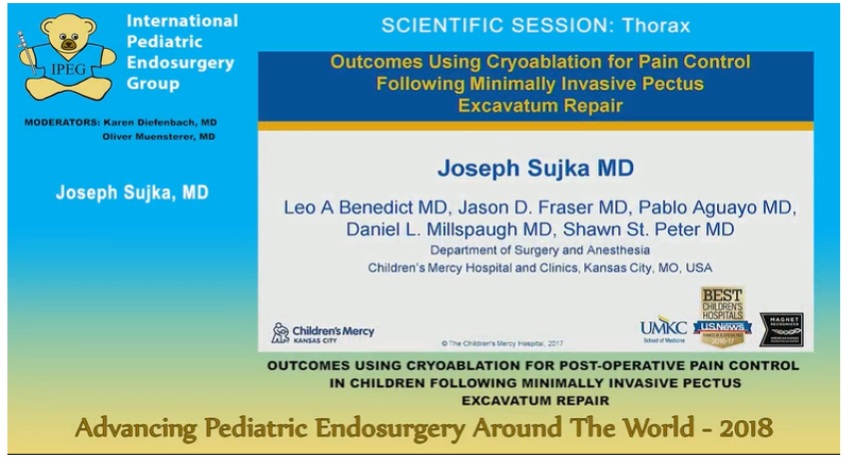 IPEG 2018 - OUTCOMES USING CRYOABLATION FOR POST-OPERATIVE PAIN CONTROL IN CHILDREN