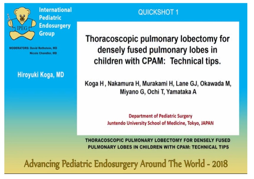 IPEG 2018 - THORACOSCOPIC PULMONARY LOBECTOMY TECHNICAL TIPS