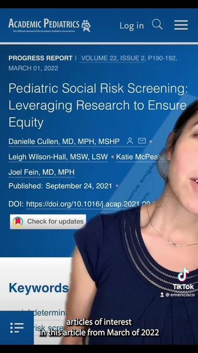 Pediatric Social Risk Screening: Leveraging Research to Ensure Equity