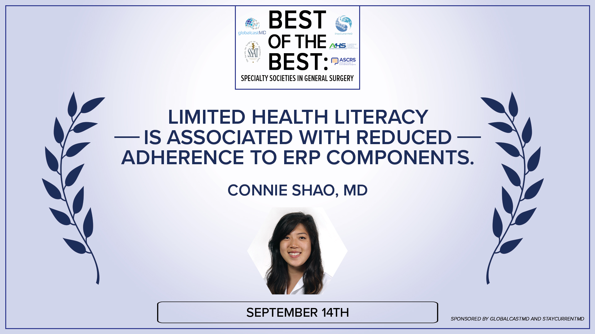 Best of the Best Gen Surg - Limited Health Literacy is Associated with Reduced Adherence to ERP Components. - Dr. Shao