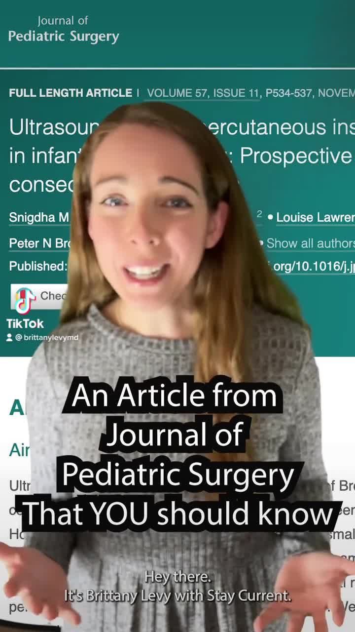 JPS Article You should Know: Ultrasound Guided Percutaneous Broviac Placement