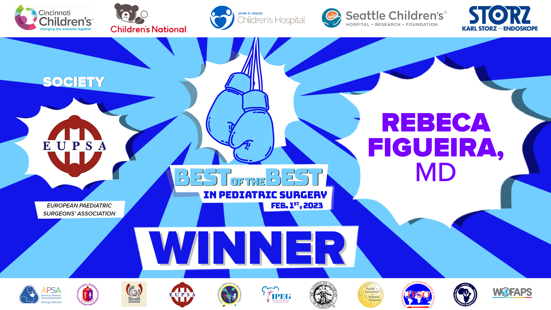 BOB in Ped Surg 2023 - OVERALL WINNER - Dr. Rebeca Figueira - EUPSA