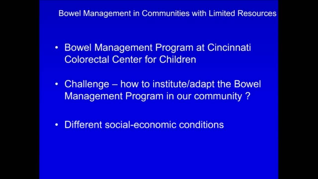 Bowel Management - Bowel Management In Communities With Limited Resources