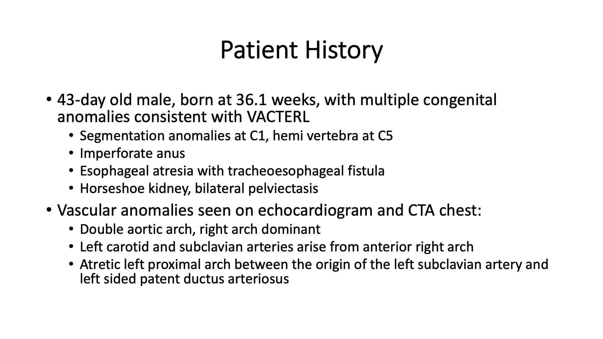 IPEG 2020 TOP ABSTRACT: Thoracoscopic Division of a Double Aortic Arch Vascular Ring Anomaly