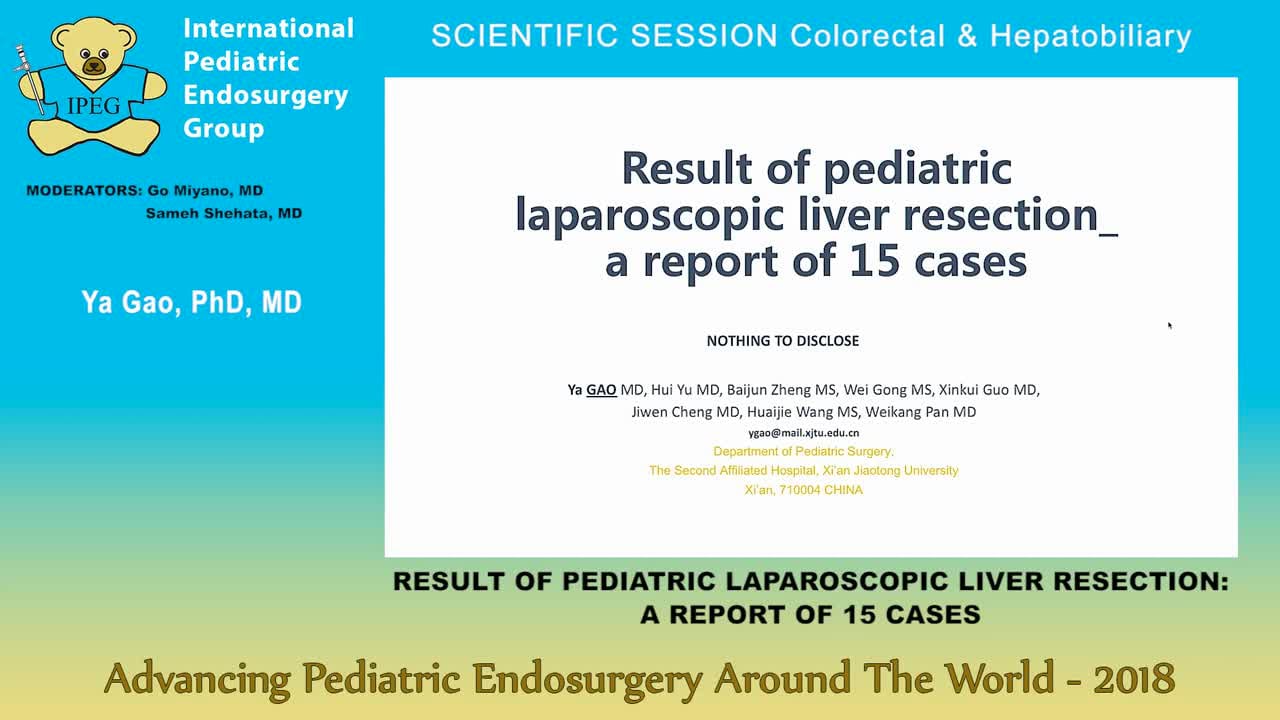 RESULT OF PEDIATRIC LAPAROSCOPIC LIVER RESECTION A REPORT OF 15 CASES