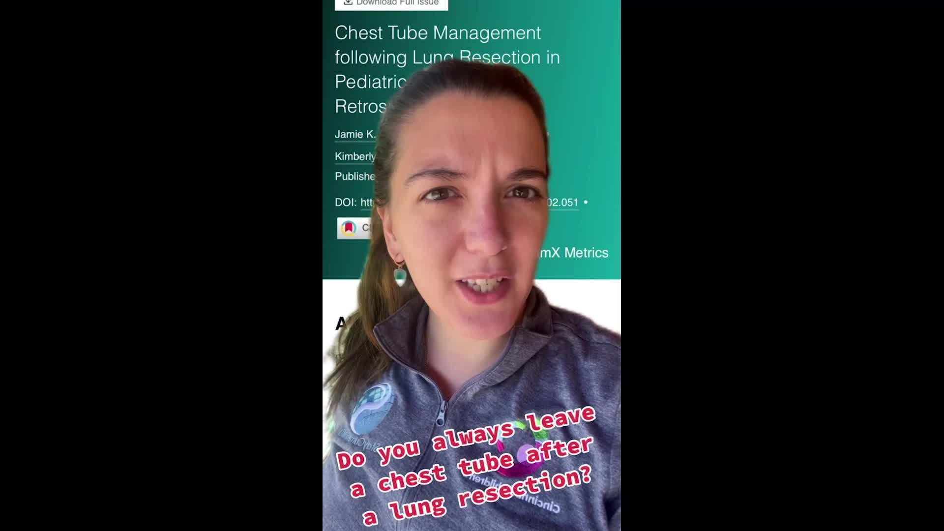 Chest Tube Management following Lung Resection in Pediatric patients