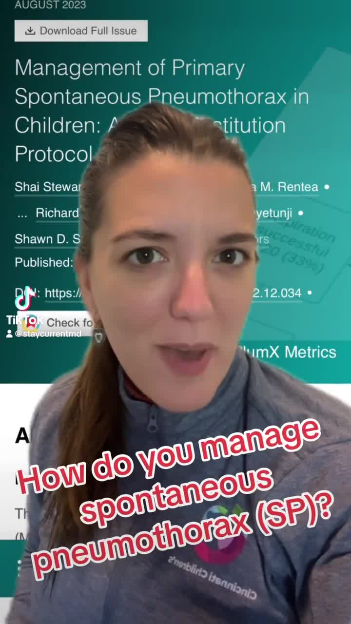 Management of Primary Spontaneous Pneumothorax in Children