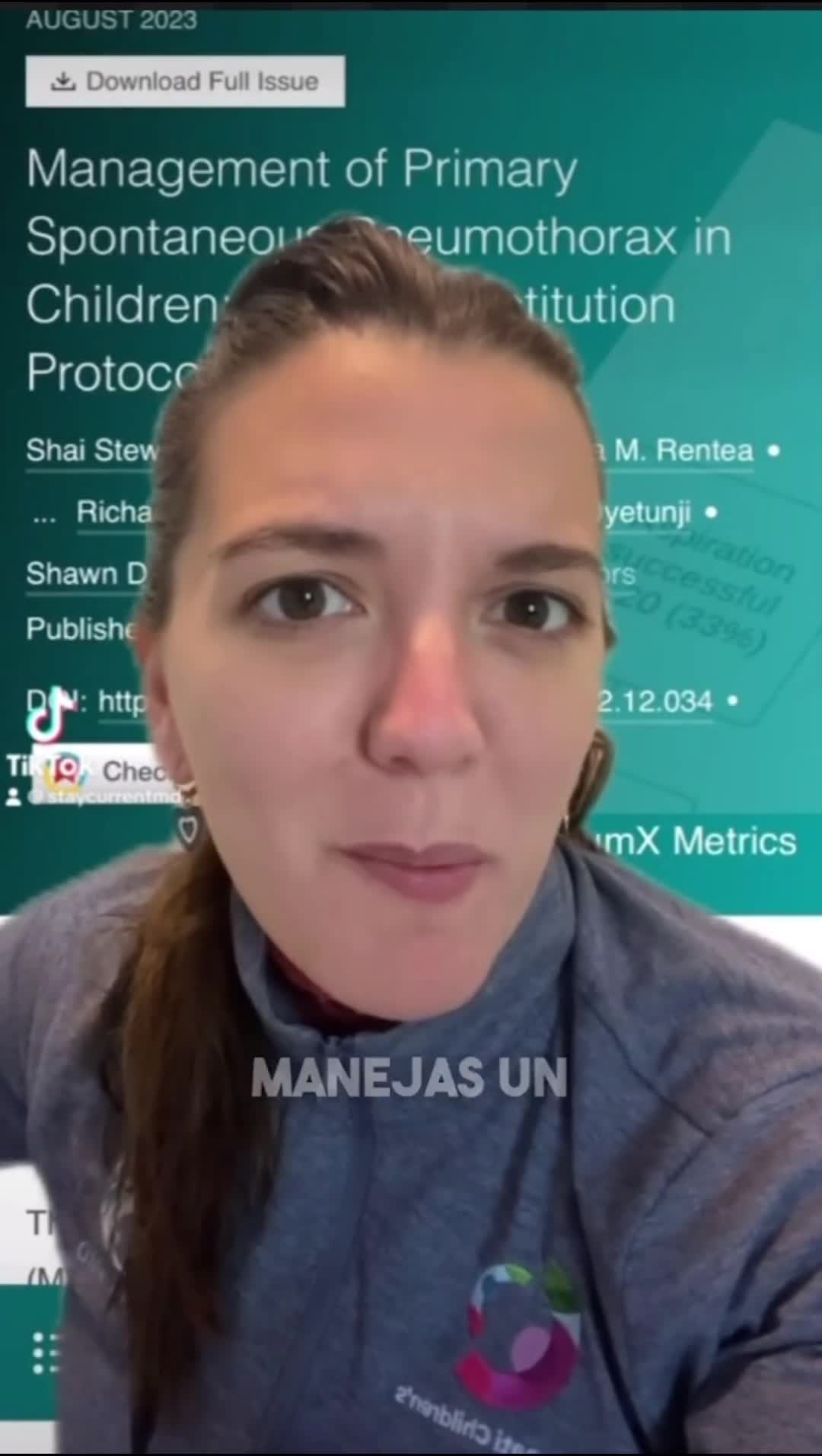 Manejo del neumotórax primario espontáneo en niños