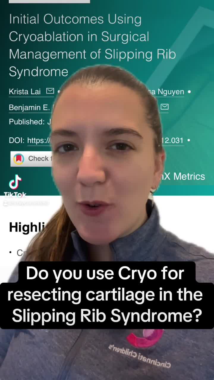 Initial Outcomes Using Cryoablation in Surgical Management of Slipping Rib Syndrome