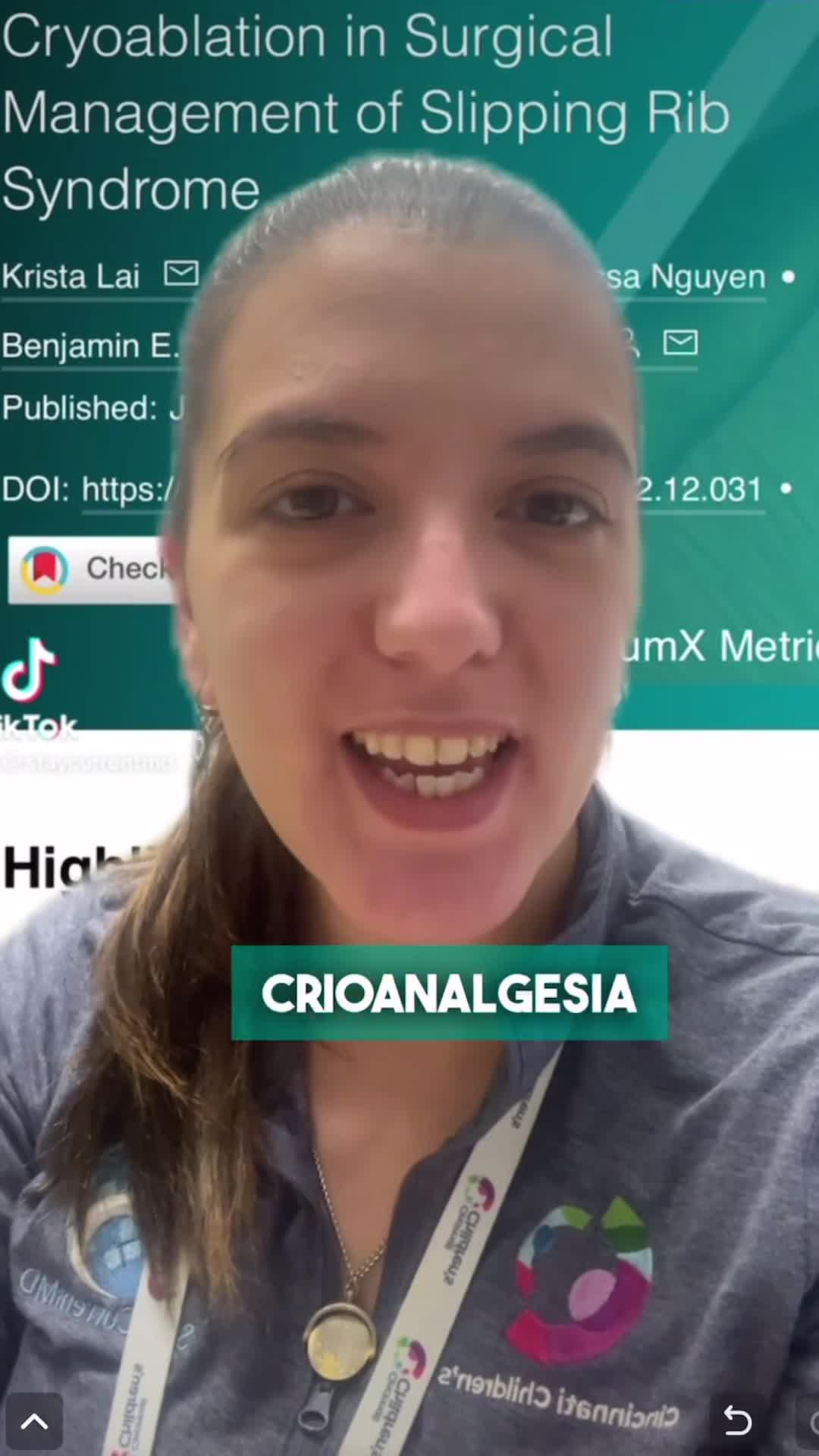 Resultados iniciales del uso de crioablación en el tratamiento quirúrgico del síndrome de costilla deslizante