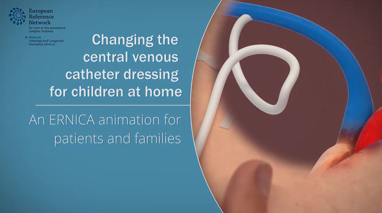 Changing the central venous catheter dressing for children at home