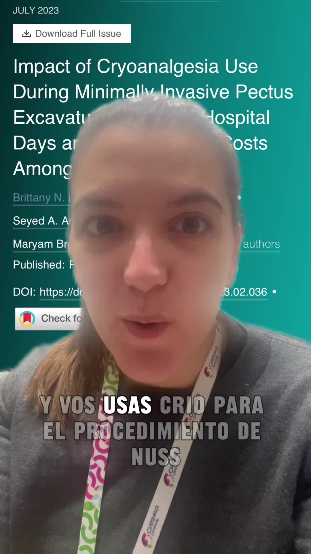 Impacto de la Crioanalgesia durante la reparación del Pectus Excavatum en la estadia hospitalaria y los costos en la población pediátrica