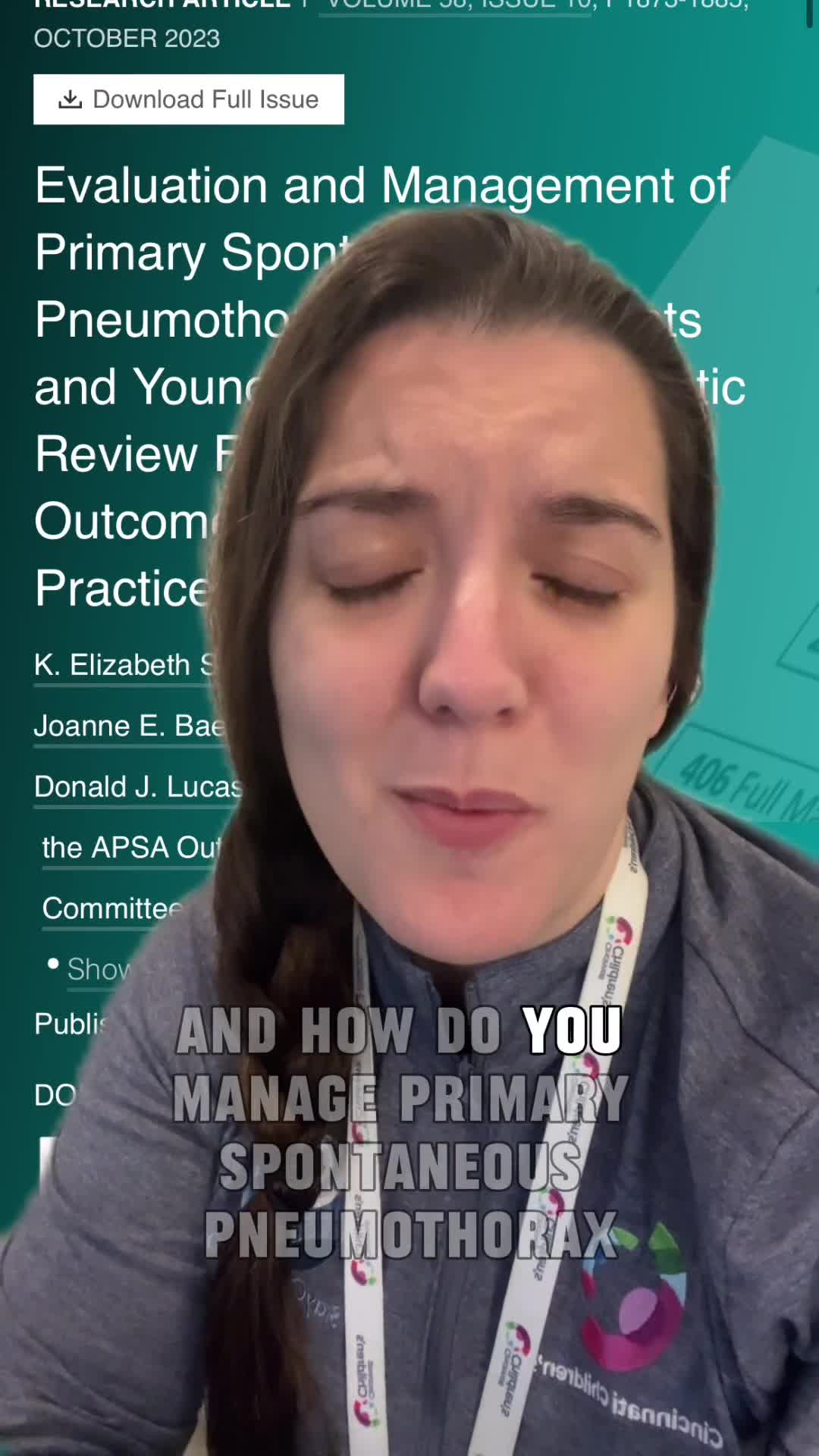 Evaluation and Management of Primary Spontaneous Pneumothorax in Adolescents and Young Adults: A Systematic Review From the APSA Outcomes & Evidence-Based Practice Committee 