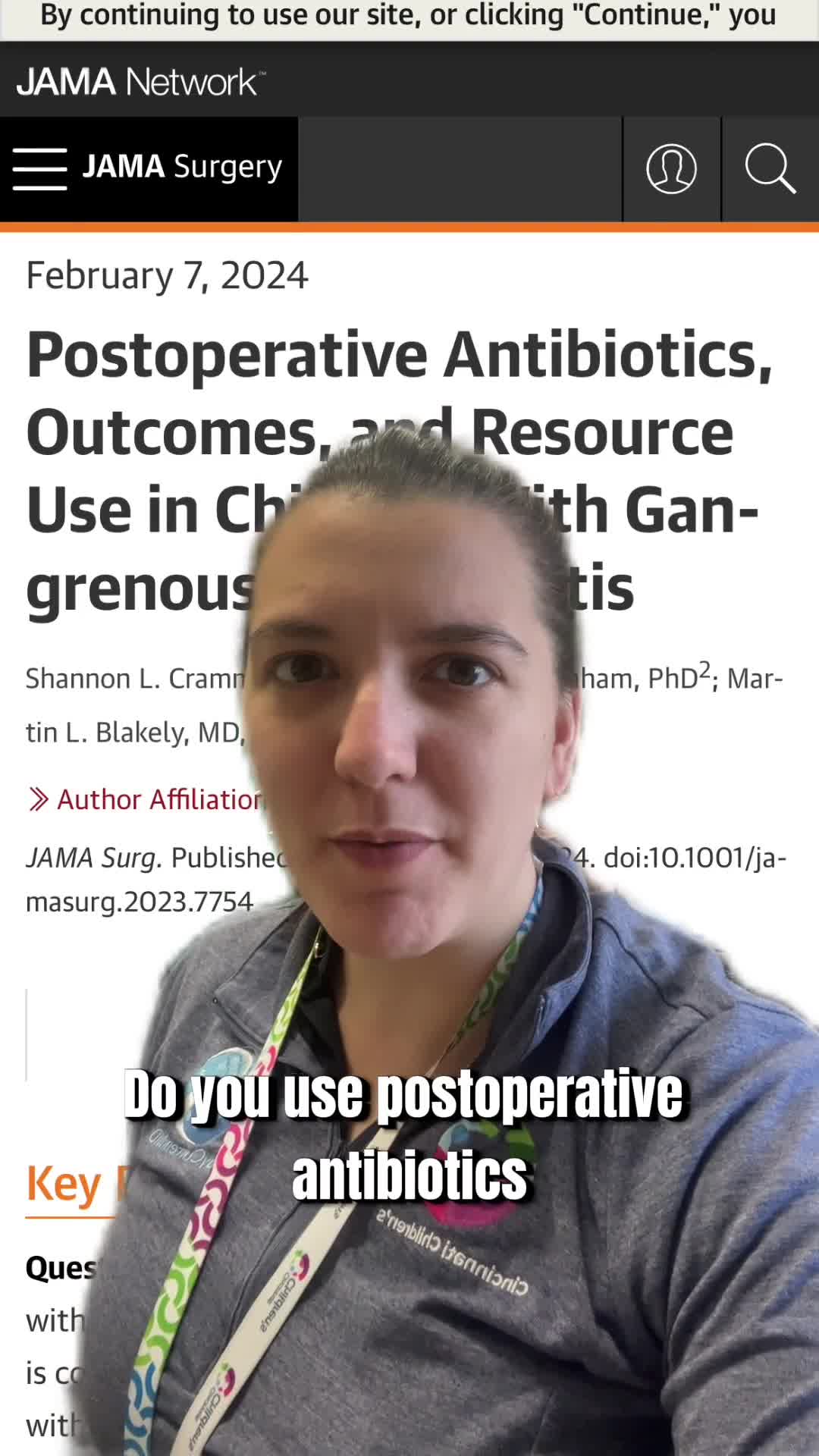 Postoperative Antibiotics, Outcomes, and Resource Use in Children With Gangrenous Appendicitis