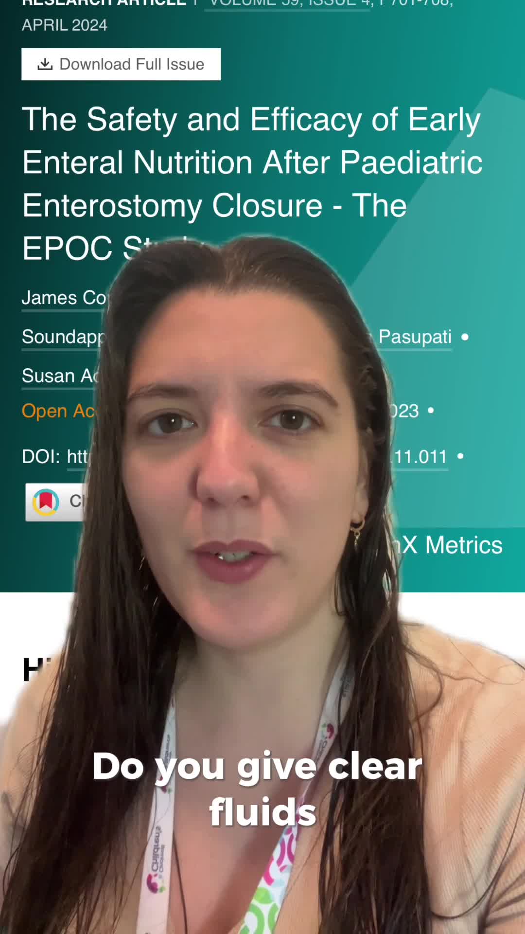 The Safety and Efficacy of Early Enteral Nutrition After Paediatric Enterostomy Closure 