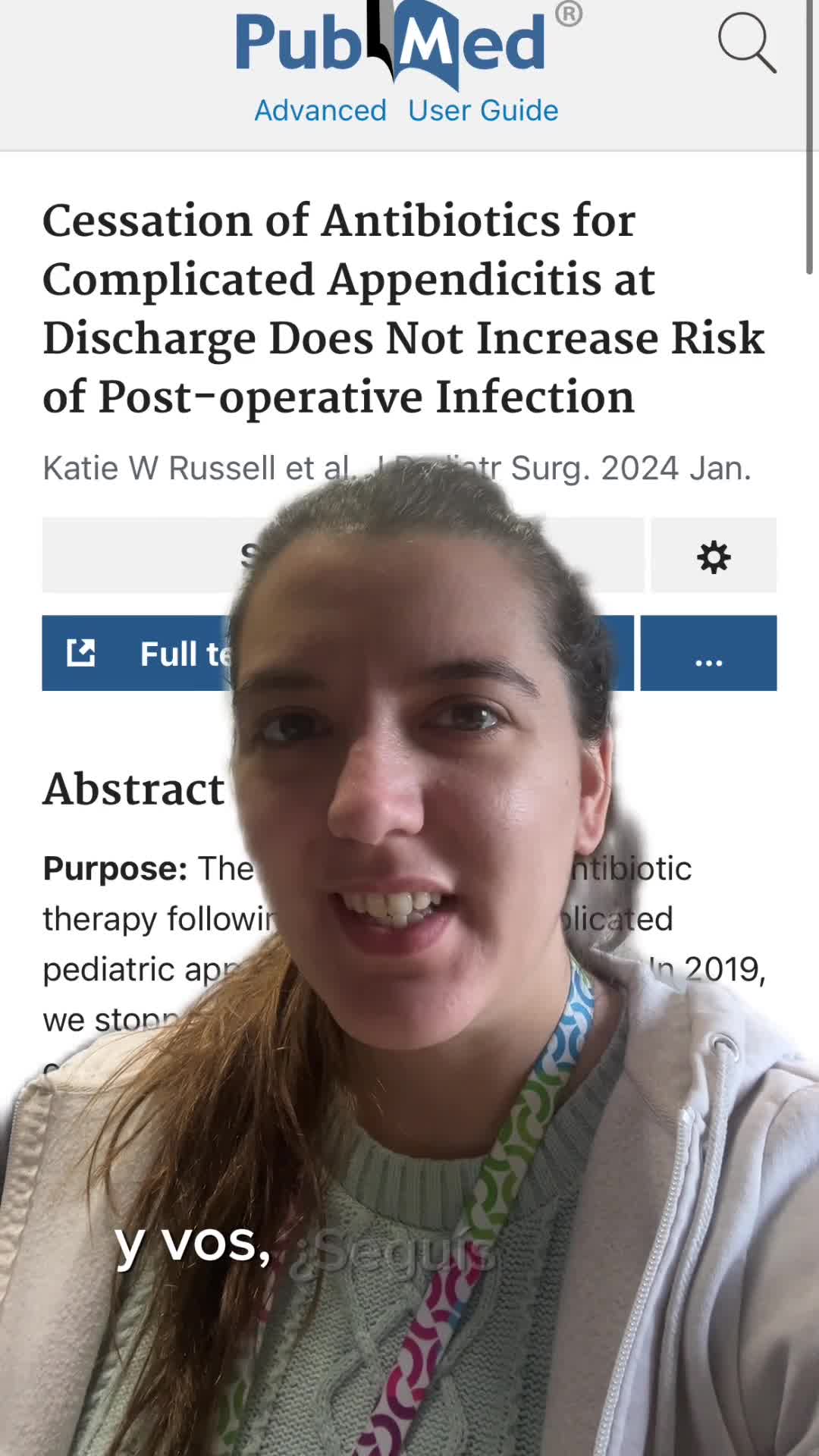 El cese del tratamiento con antibióticos para la apendicitis complicada en el momento del alta no aumenta el riesgo de infección posoperatoria