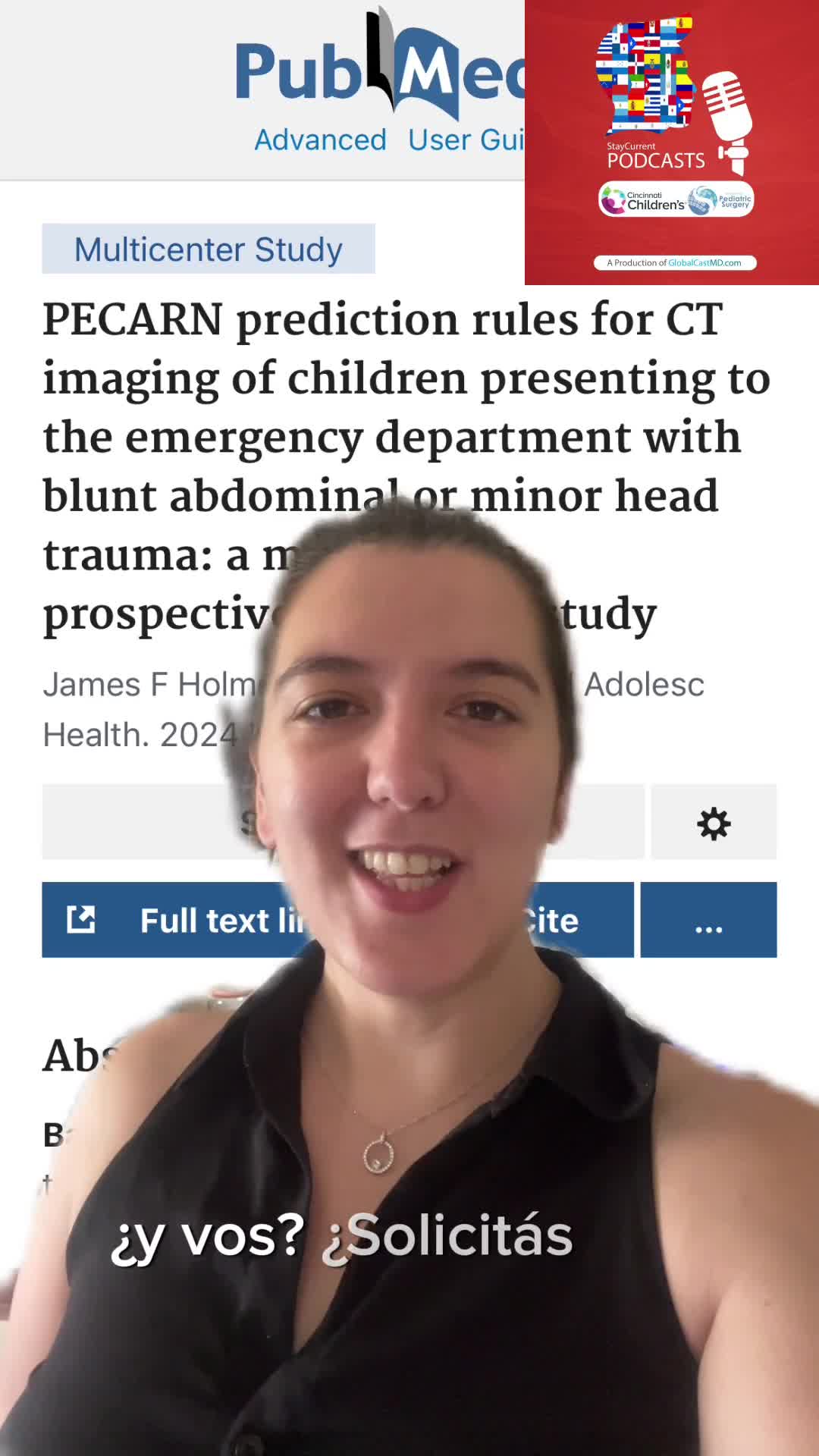 Reglas de predicción PECARN para imágenes por TC de niños que acuden al servicio de urgencias con traumatismo craneoencefálico menor o abdominal cerrado