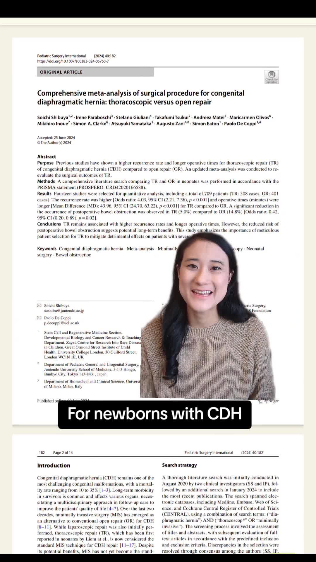 Comprehensive meta-analysis of surgical procedure for congenital diaphragmatic hernia: thoracoscopic versus open repair