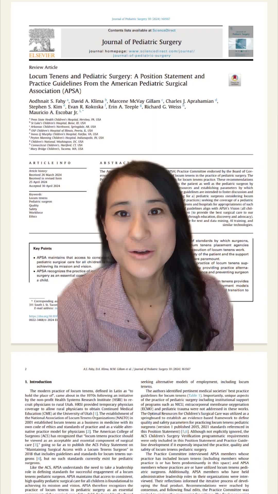Locum Tenens and Pediatric Surgery: A Position Statement and Practice Guidelines From the American Pediatric Surgical Association 